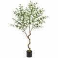 Arbre artificiel fleuri 180 cm en plastique vert et blanc décoratif intérieur
