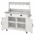 Établi de jardin 115 x 48 x 160 cm en bois blanc avec plan de travail métallique rangement et roulettes
