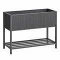 Jardinière surélevée 100 x 40 x 90 cm en métal noir avec étagère de rangement