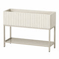Jardinière surélevée 100 x 40 x 90 cm en ciment beige avec étagère métallique pour extérieur