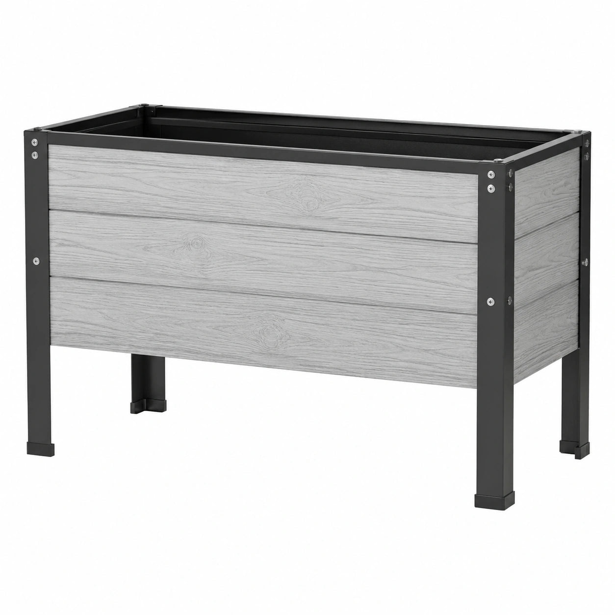 Jardinière surélevée 100 x 50 x 80 cm en métal gris et noir pour extérieur
