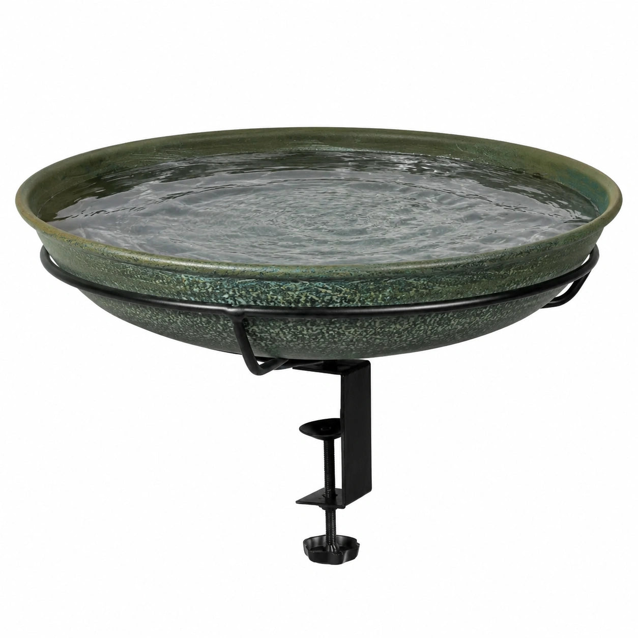 Bain d’oiseaux Ø 32 cm en céramique verte avec fixation à pince pour jardin