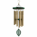Carillon éolien 85 cm métal doré et vert suspension décorative