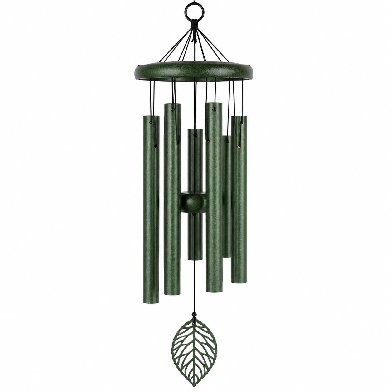 Carillon éolien 80 cm en métal vert - décoration suspendue à tubes