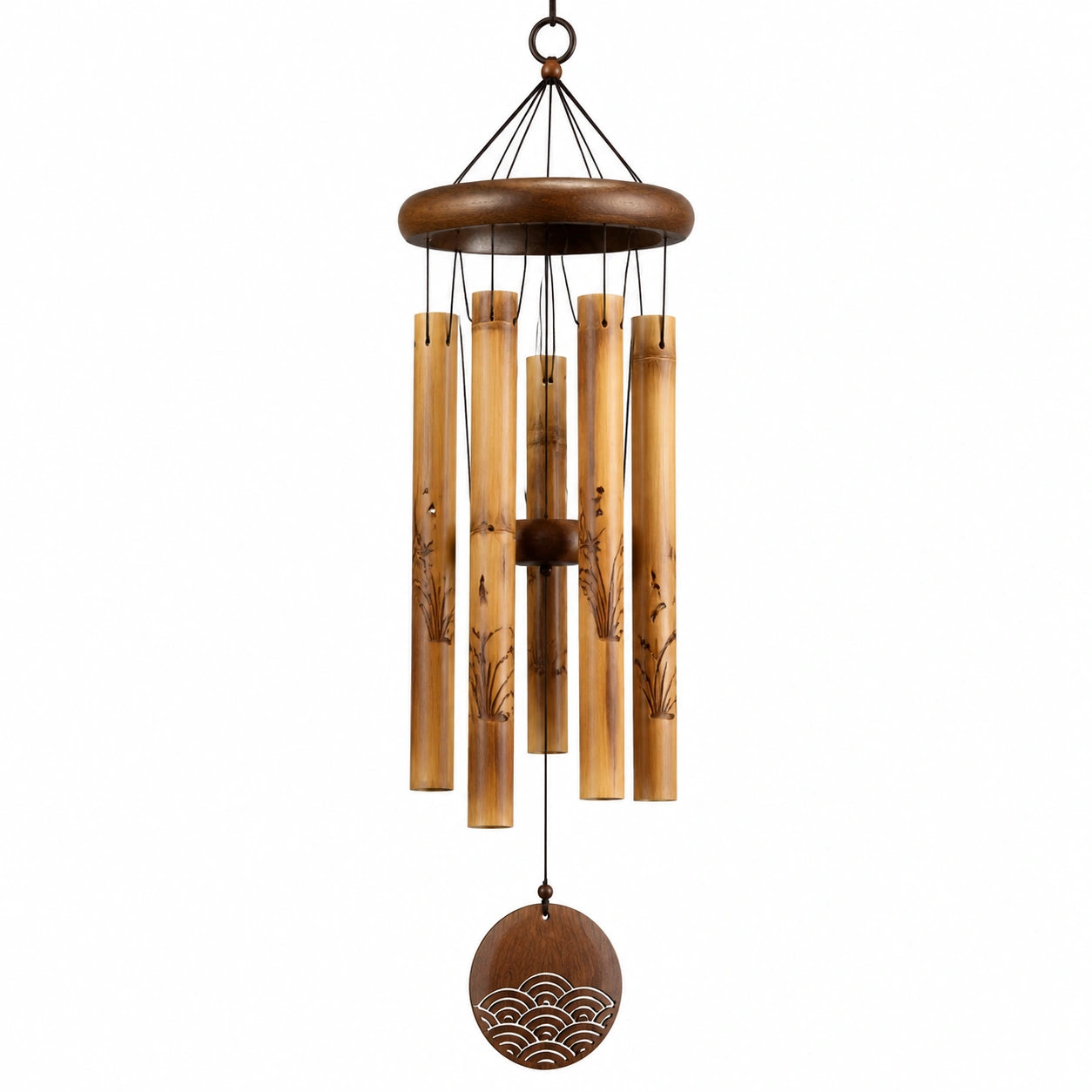 Carillon à vent en bambou brun 90 cm suspension décorative