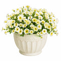 Plante artificielle en pot 40 cm pétunias blanc et jaune style décoratif