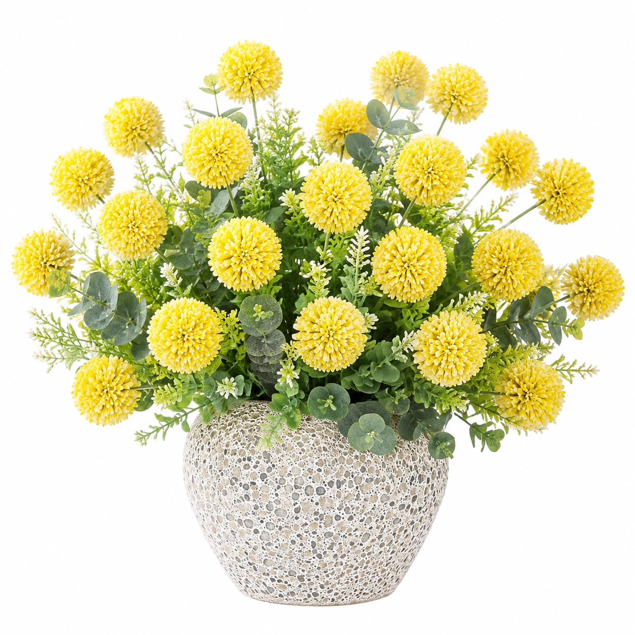 Plante artificielle en pot 65 cm fleurs jaunes feuillage vert vase en céramique décoratif