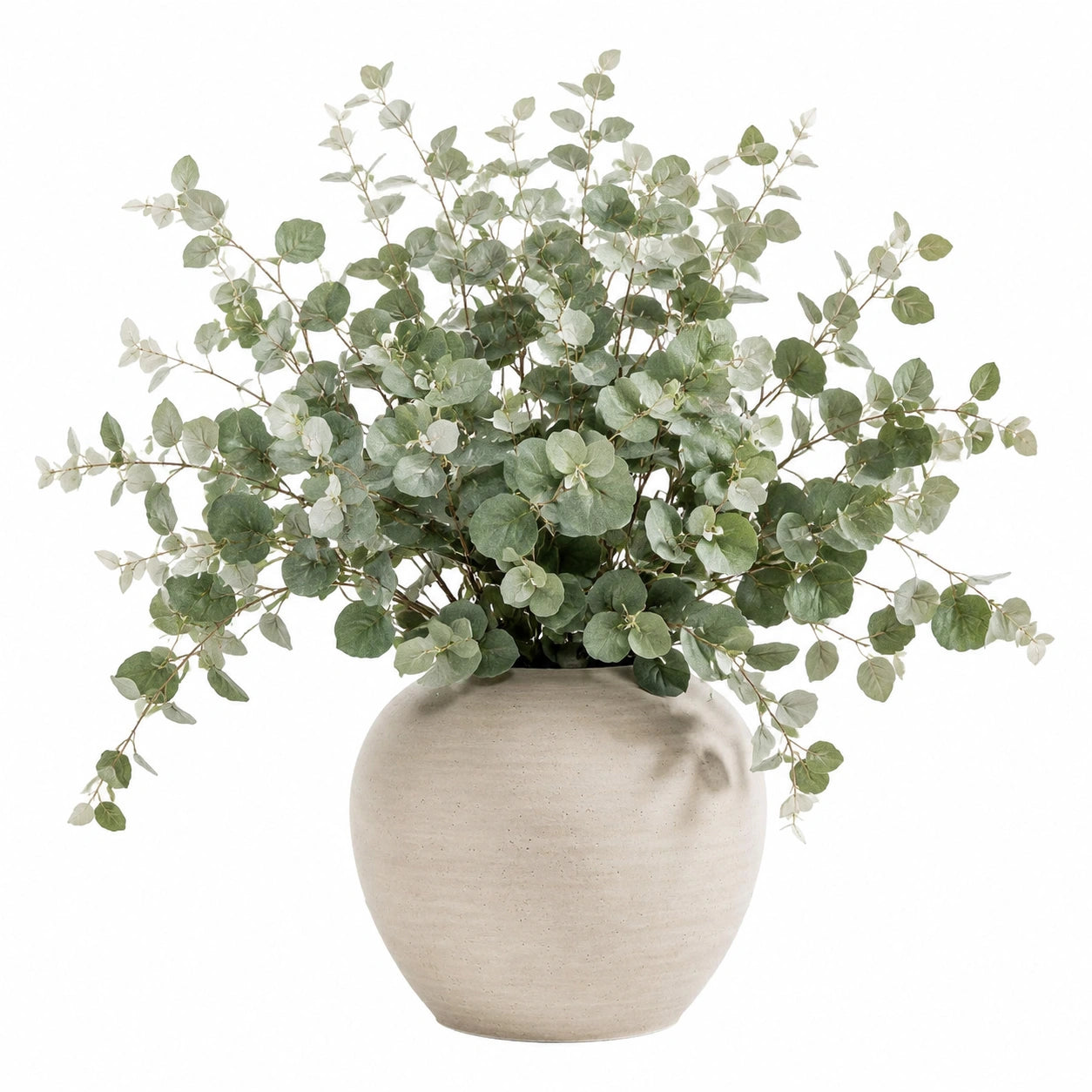 Plante artificielle en pot 70 cm eucalyptus vert avec vase en céramique décoratif