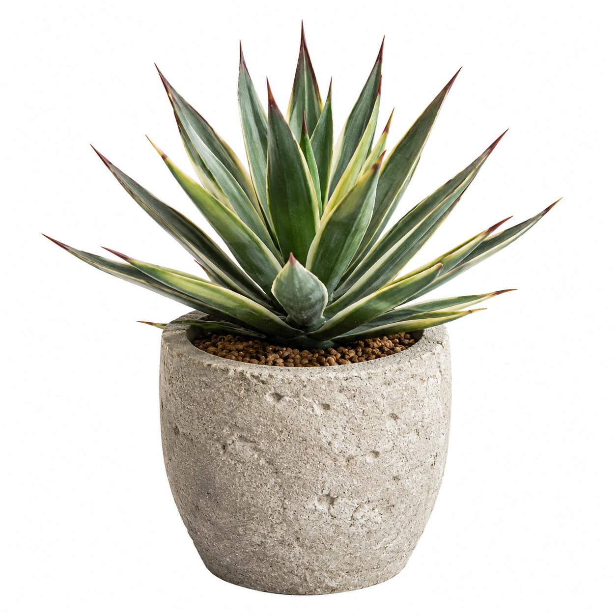 Plante artificielle agave 65 cm en plastique vert avec pot en ciment pour décoration intérieure